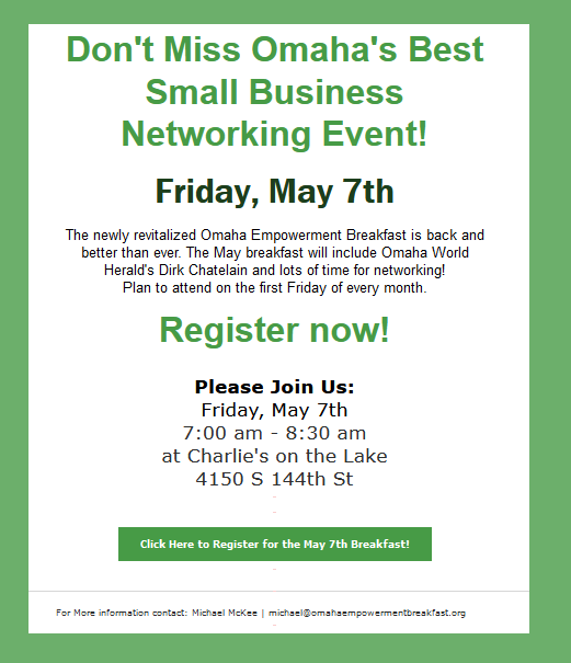 Flyer for Omaha Empowerment Breakfast, view contents as text below image