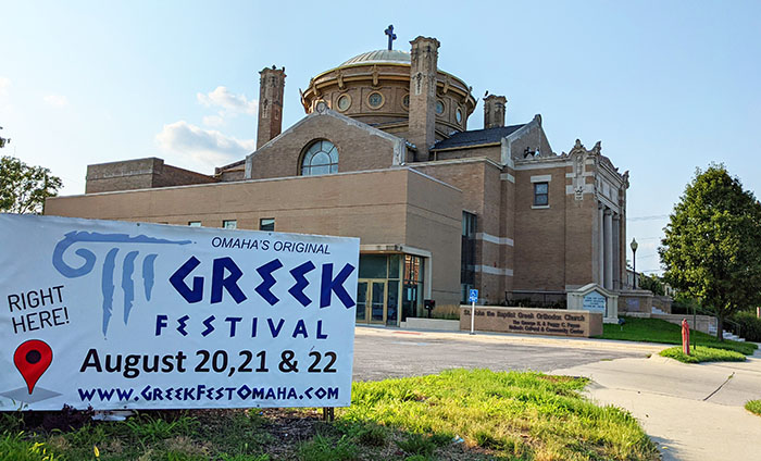 sign announcing Omaha Greek festival
